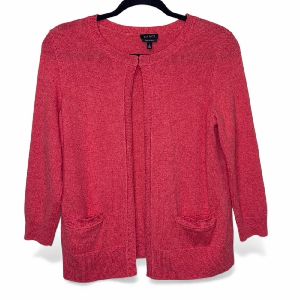 Talbots 100% Cashmere Cardigan In Coral Pink Size Small